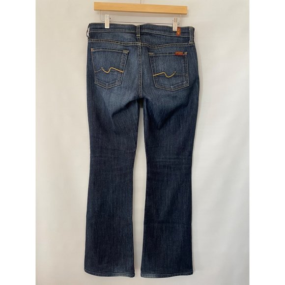 7 For All Mankind Womens Size 28 Bootcut Denim Jeans Dark Wash Low Rise USA Made - Picture 4 of 16